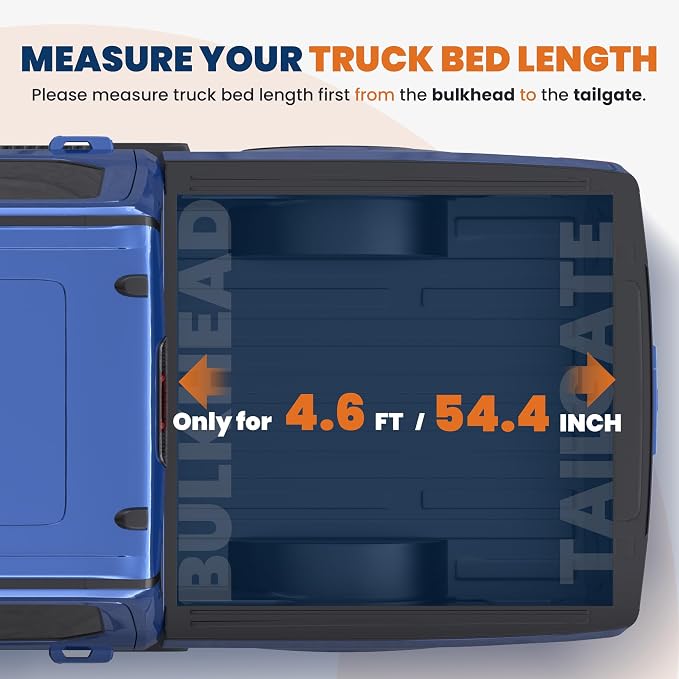 KUIPERAUTO 4.6FT Tri 3-Fold Soft Folding Truck Bed Tonneau Cover On Top Compatible with Ford Maverick 2022 2023 2024 2025 2026 Bed 3 Fold Fleetside Feet Bed 54.4 inch