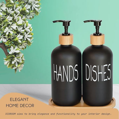 Glass Soap Dispenser Set. Hand and Dish