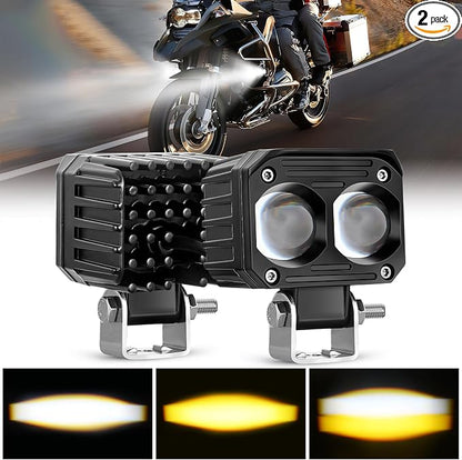 Nilight Motorcycle Driving Lights 2.5 inch White Amber Spot Beam Fog Light LED Pods IP67 Waterproof Auxiliary Offroad Lighting for Motorbike Dirt Bike e-Bike Scooter Snowmobile ATV UTV SUV Truck