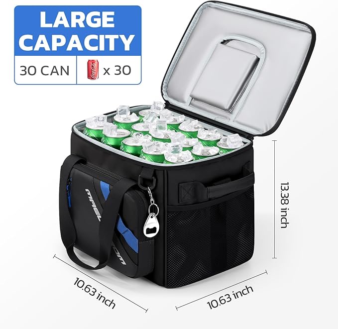 Maelstrom Cooler Bag, 30 Cans Beach Cooler, Large Leakproof Insulated Soft Cooler with Bottle Opener, Ice Chest, Portable Collapsible Cooler for Travel, Camping, Shopping
