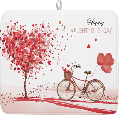 Romantic Valentine's Day Dish Drying Mat
