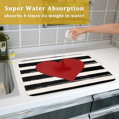 Valentine's Day Dish Drying Mat