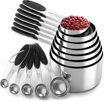 TILUCK Measuring Cups and Spoons Set, Stainless Steel, Kitchen Utensils