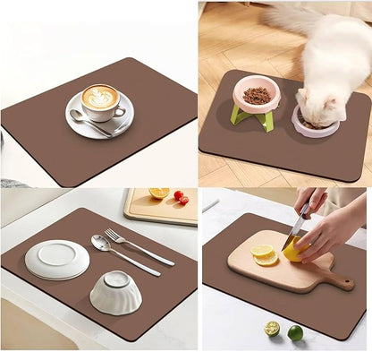 Dish Drying Mat for Kitchen Counter, Drying Mat for Dish Rack, Absorbent Hide