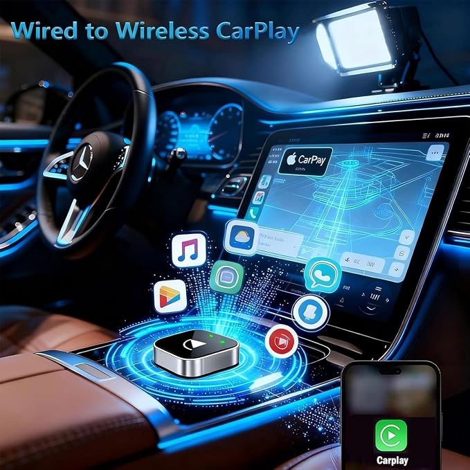 2 in 1 CarPlay Adapter for Nissan Pathfinder 2020 2021 2022 2023 2024 2025 2026, CarPlay Wireless Adapter with Auto Reconnect Fast Pairing Bluetooth Connection Compact USB Dongle