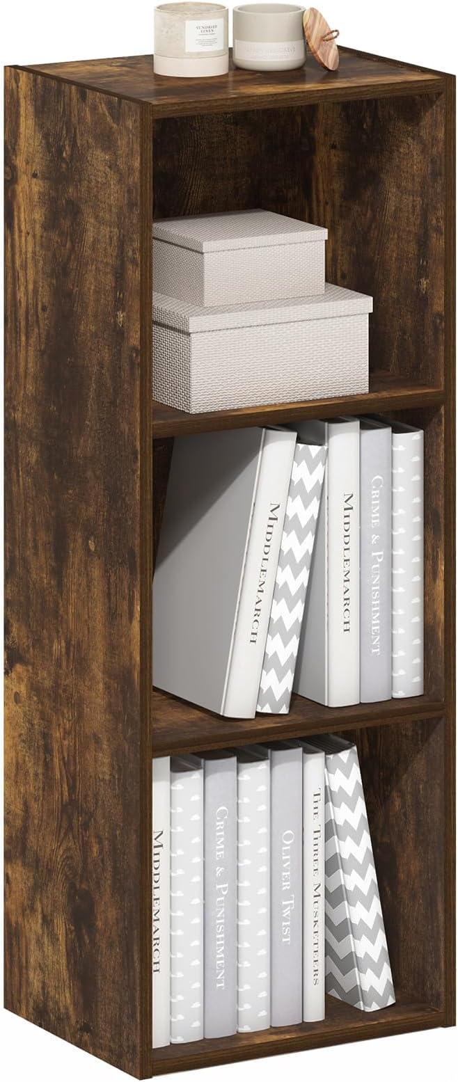 Furinno LUDER Book Shelf, 3-Cube Bookshelf, Bookcase