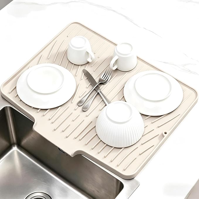 Silicone Dish Drying Mat for Kitchen Counter Sink, Non-Slip dish drying Pad