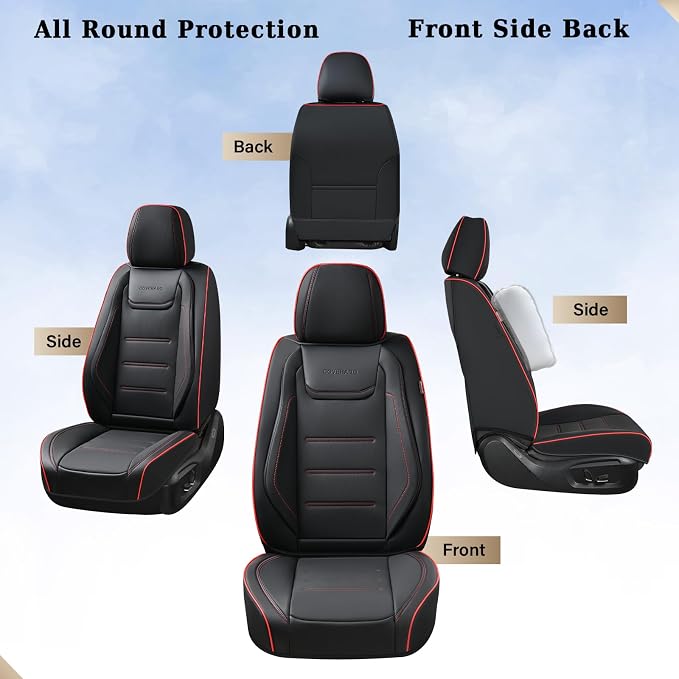 Coverado Car Seat Covers, Front Covers for Cars, Car Seat Cover Front Seats, Car Seat Protector Waterproof, Leather Car Seat Cushion, Universal Interior Covers Seat Protectors for Most Cars