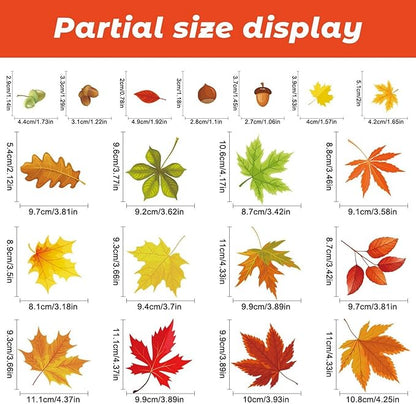 6 Sheets Fall Leaves Window Clings for Glass Windows Double-Side Autumn Window Clings Maple Leaves Pinecone Designs Thanksgiving Clings for Glass Windows Stickers for Home Office School Glass Decor
