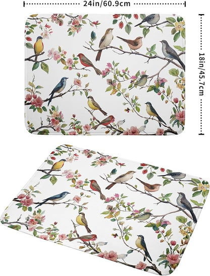 Spring Dish Drying Mat for Kitchen Counter Cute Birds Summer Holiday Microfiber