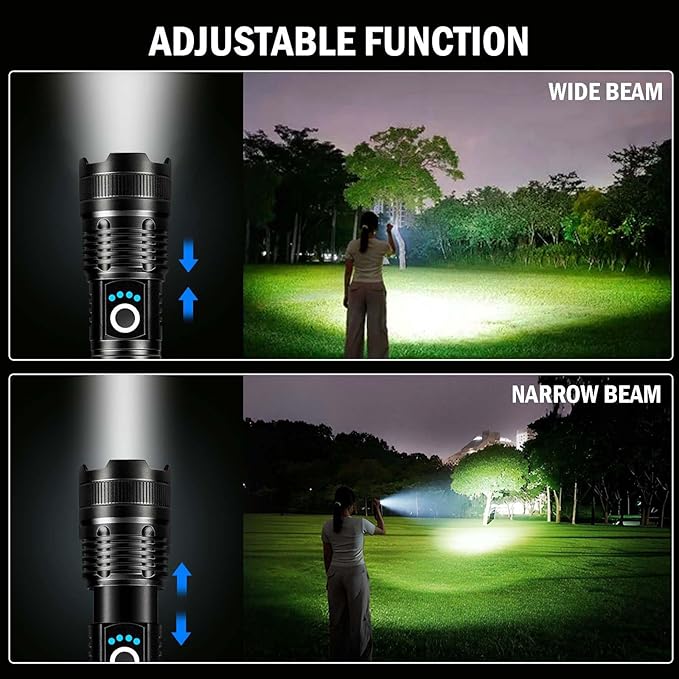 Led Flashlights High Lumens Rechargeable 2 Pack, 99000 Lumen Super Bright Fashlight with 5000ɱAh ?attery, Waterproof Powerful Flash Light Multifunctional Flashlights for Home Camping Hiking