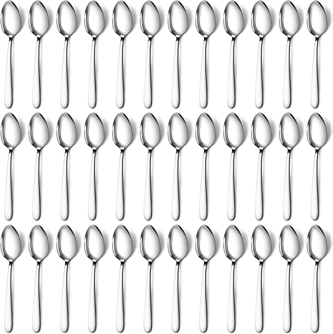 Pleafind 36-Pcs Dinner Spoons Set (7.4 inch), Spoons Silverware, Stainless Steel Spoon, Mirror Polished Tablespoon, Silverware Spoon for Home, Kitchen, Restaurant, Dishwasher Safe