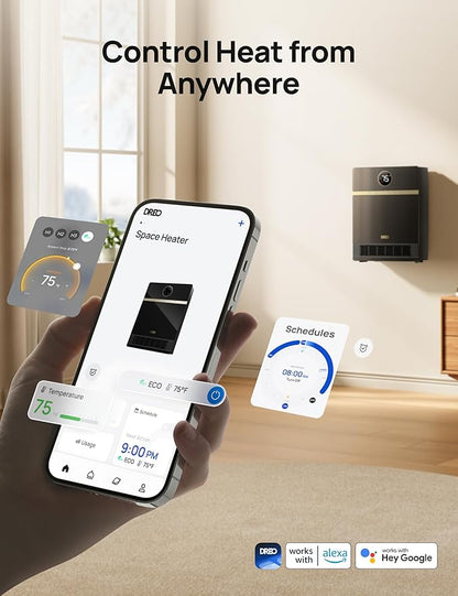 DREO Smart Wall Heater, IP24 Electric PTC Space Heater