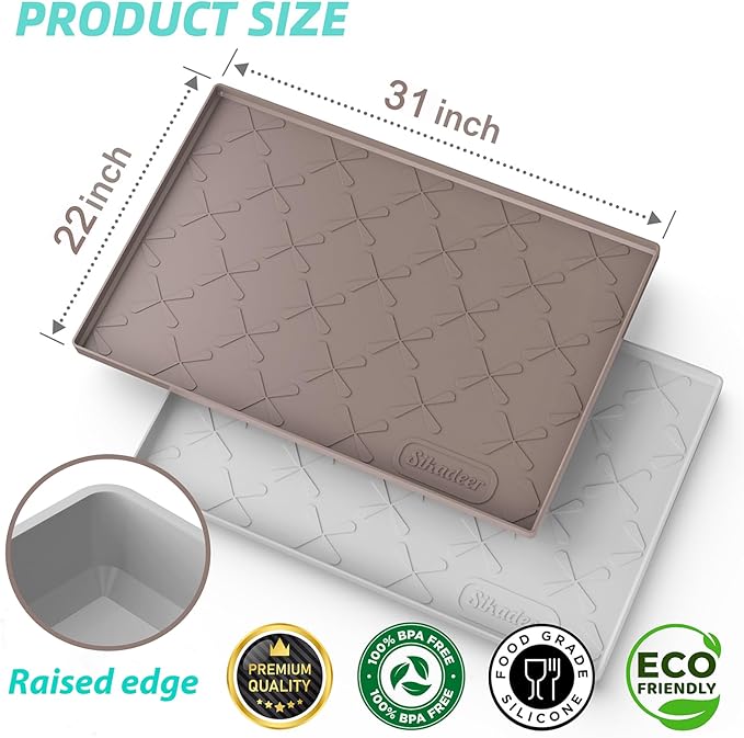 SIKADEER 31" x 22" Under Sink Mat Waterproof, Silicone Mat Kitchen Drawer Shelf