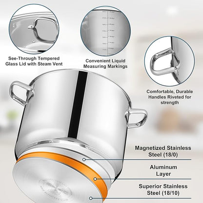 E-far 24-Quart Large Stock Pot, Stainless Steel Stockpot
