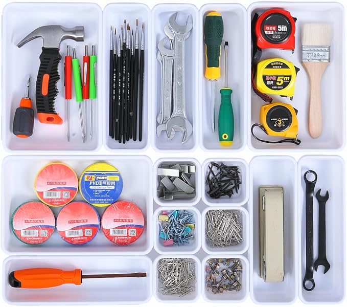 Kutesna 15 PCS Interlocking Desk Drawer Organizer Separator
