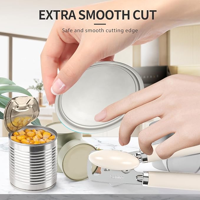Safring Can Opener Manual, Heavy Duty Stainless Steel Smooth Edge Can Openers