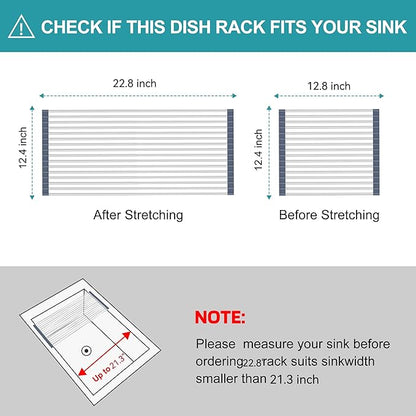 BBXTYLY Extra Large Expandable Roll Up Dish Drying Rack, Over The Sink Drying