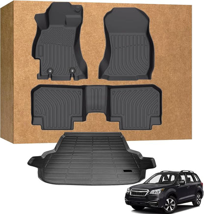 Floor Mats for Subaru Forester 2014-2018, TPE Waterproof Non-Slip All Weather Protection Custom (Floor Mats & Cargo Liner)