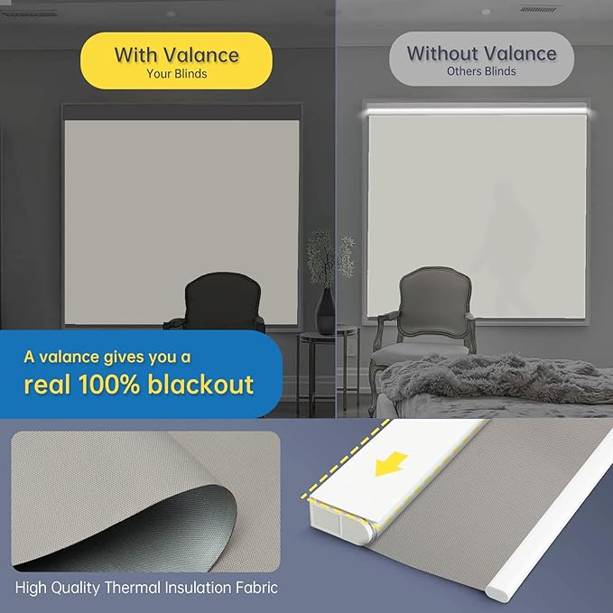 DENFOON Motorized Blinds with Remote, Thermal Electric Blinds【Solar Panel】