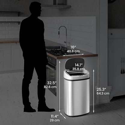 iTouchless 13 Gallon Oval Sensor Trash Can