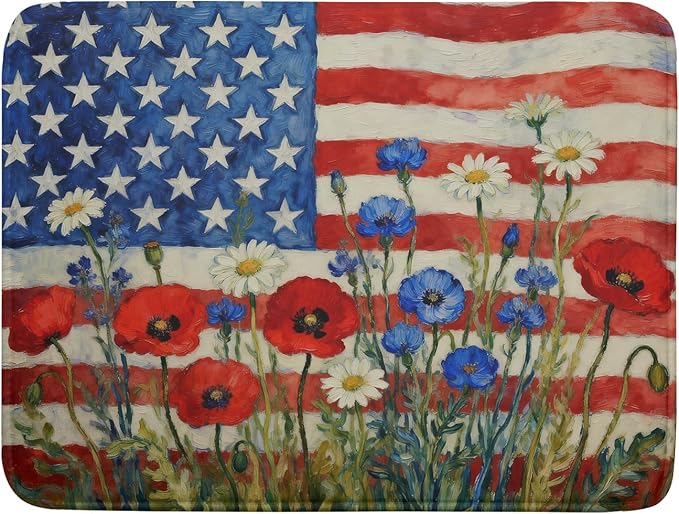 Patriotic American Flag Dish Drying Mat