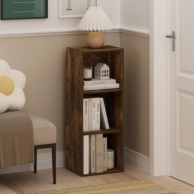 Furinno LUDER Book Shelf, 3-Cube Bookshelf, Bookcase