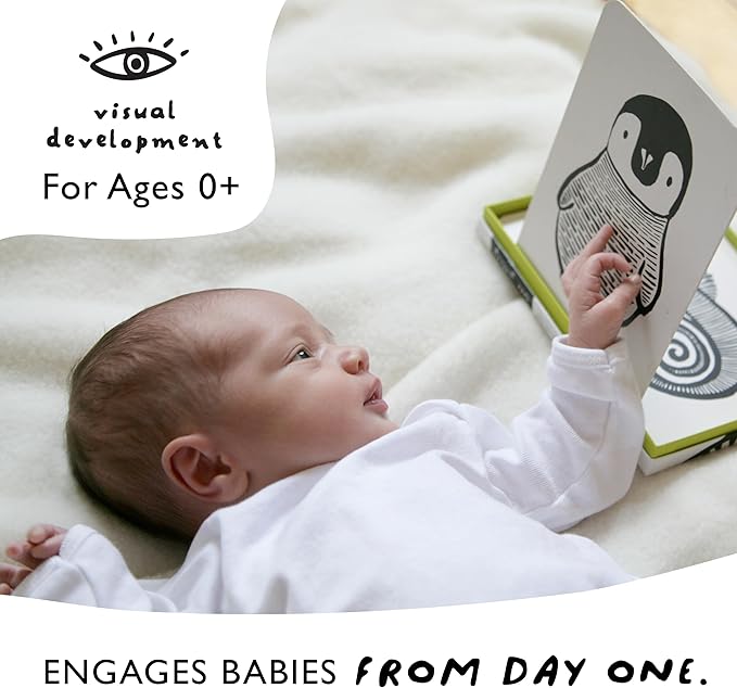 Wee Gallery Art Cards for Baby, Durable High Contrast Black and White Animal Flashcards for Newborns, Brain Development,Tummy Time Essentials for Infant and Toddler - Black and White Animals