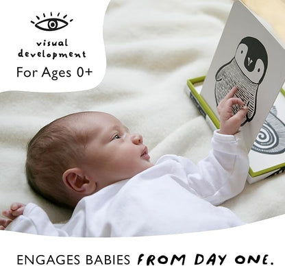 Wee Gallery Art Cards for Baby, Durable High Contrast Black and White Animal Flashcards for Newborns, Brain Development,Tummy Time Essentials for Infant and Toddler - Black and White Animals
