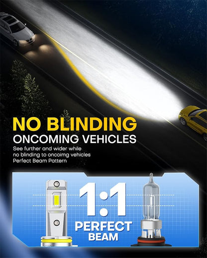 AUXITO 9005/9006 Bulb, 1000% Brighter, 1:1 Mini Size No Adapter Needed, 5 Min Quick Install, No Flicker, 99% Compatibility, Pack of 4