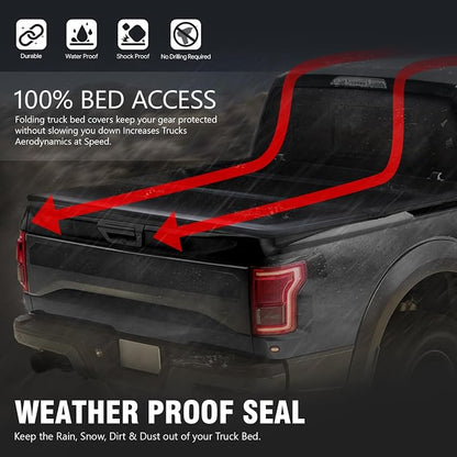 DNA Motoring New Upgrade Truck Bed Top Hard Solid Tri-Fold Tonneau Cover Compatible with 94-03 S10 / Sonoma 6' Bed, TTC-HARD-040