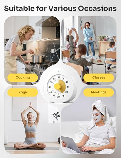 LIORQUE Visual Timer for Kids, 60-Minute Countdown Kitchen Timers for Cooking