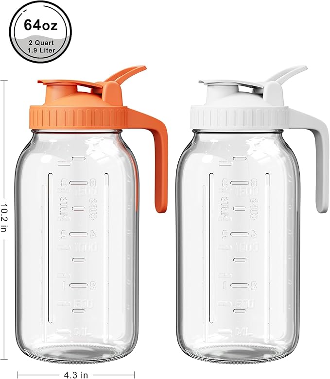 2 Pack Glass Mason Jar Pitcher