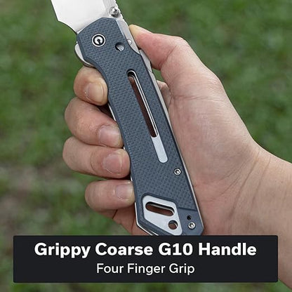 CIVIVI Buster FG Large Pocket Knife for EDC, Superlock Folding Knife for Men Women with 4.2" Nitro-V Blade G10 Handle, Designed by Snecx Tan C24052-2 (Neutral Blue)