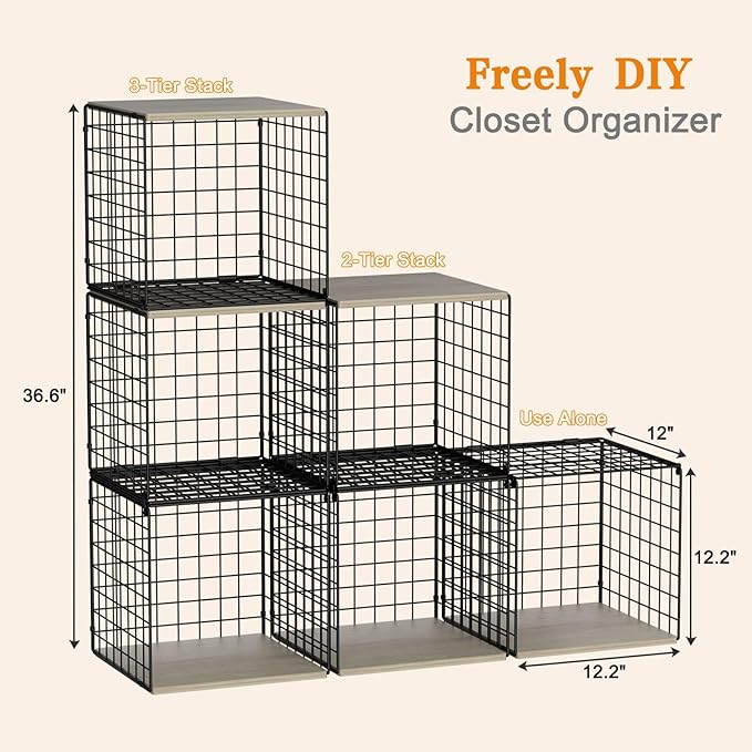 3PCS Stackable Closet Organizers and Storage, Shelves