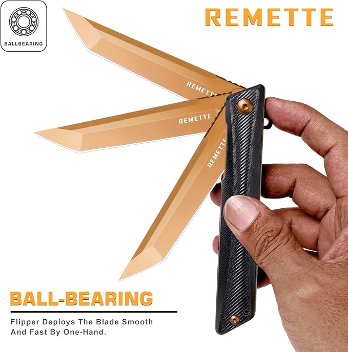 Pocket Knife GD22K, Flipper Open D2 Steel Tanto Folding knife with Durable G10 Handle,Men Women Everyday Carry EDC Knife,Sharp Camping Hiking Daily Work Knives