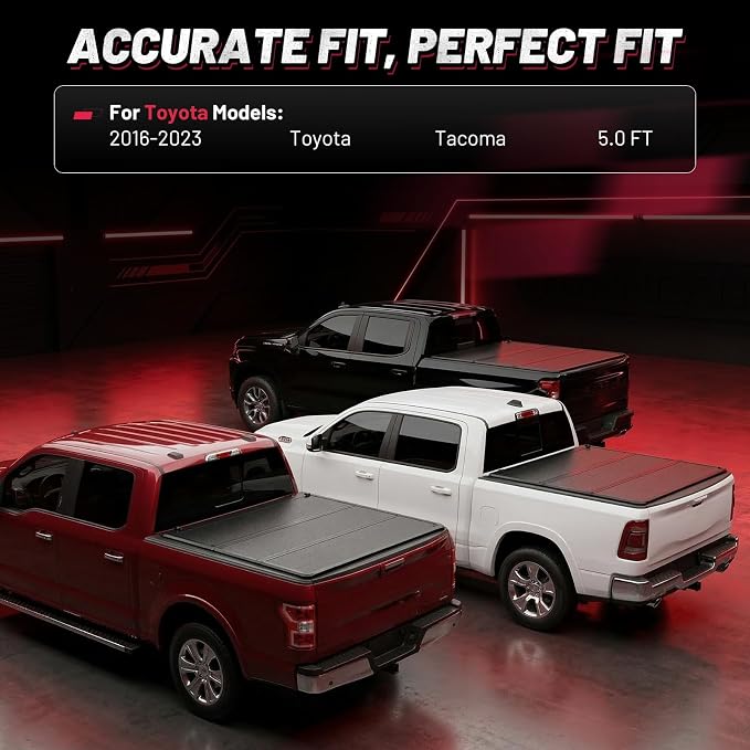 BDFHYK Hard Tri-Fold Tonneau Cover for Jeep Gladiator 2020–2026 5 FT Bed, Waterproof Low Profile Truck Bed Cover with Anti-Theft Lock, Easy Install for Camping and Work Trucks