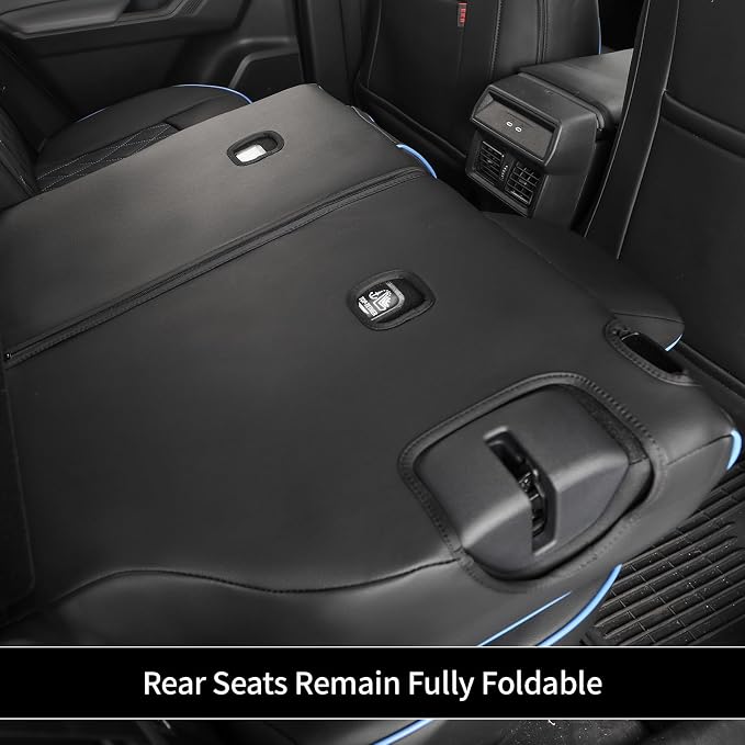 EKR Rav4 Seat Covers Custom Fit for Toyota Rav4 (Hybrid) SE/XSE & (PHEV) GR SPORT 2026, Car Seat Cover Full Set for Suv,Factory-Style Upgrade, Easy-Wipe Protection,Faux Leather(Black with Blue Piping)