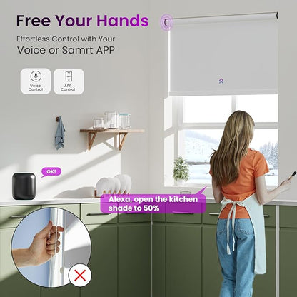 Astomi Motorized Smart Blinds for Windows, Automatic Roller Blackout Shades