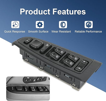 DICMIC Front Driver Side Master Power Window Switch and Door Lock & Black Bezel