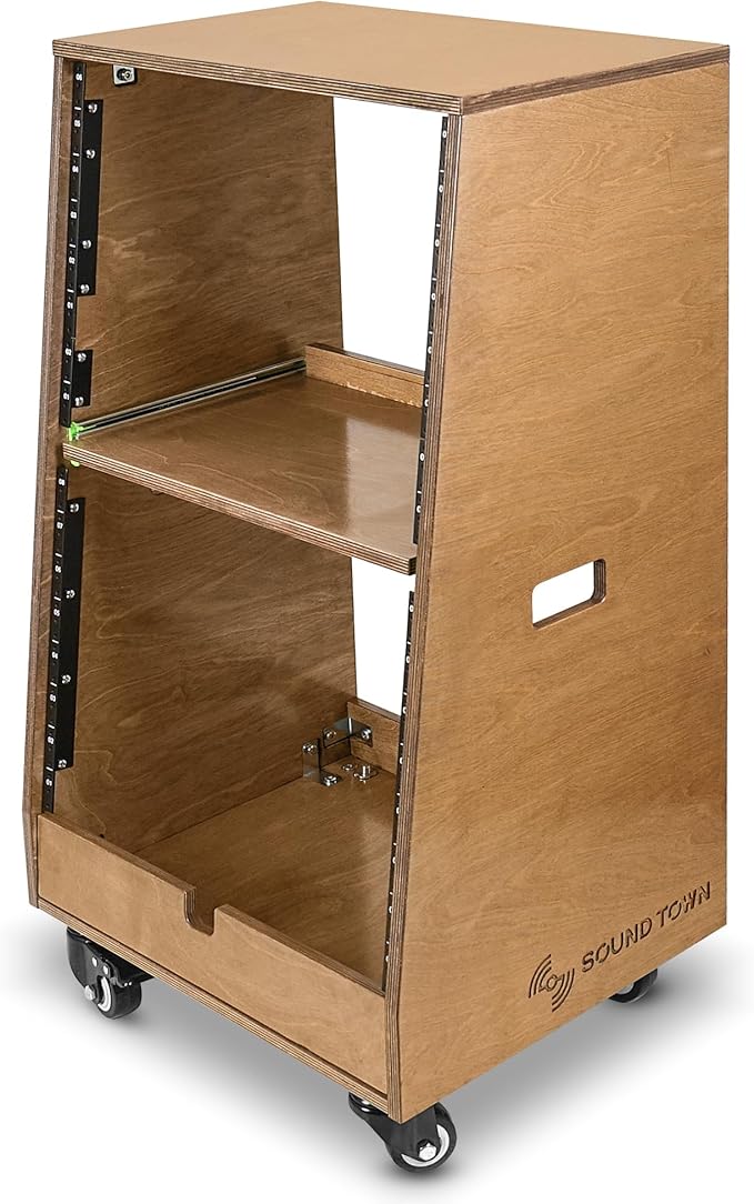 Sound Town DIY Slanted 16U Studio Rack,