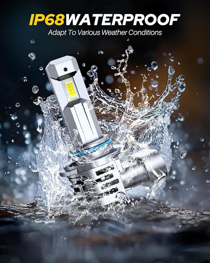 AUTOONE 9005 9006 Bulbs, 120,000LM 10X Ultra Bright 6500K Cool White, 1:1 Halogen Mini Size HB3 HB4 Halogen Bulb, 60,000Hrs Lifespan, Plug and Play Driving Fog Light or Running Light, Pack of 2