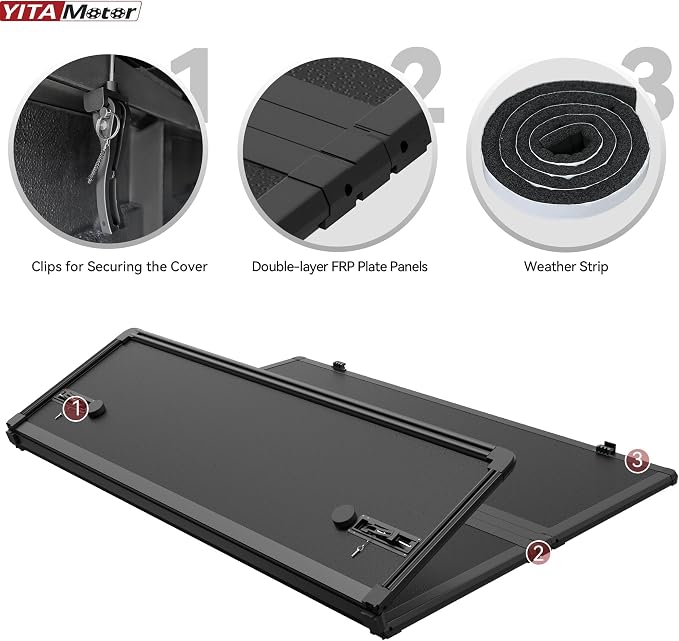 YITAMOTOR FRP Hard Tri-fold Truck Bed Tonneau Cover Fits for 2014-2018 Chevy Silverado/GMC Sierra 1500, Fleetside 5.8 ft Bed