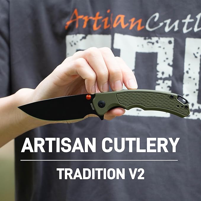 ARTISANCUTLERY Tradition V2 Folding Pocket Knife with 3.58'' AR-RPM9 Steel Blade, EDC Knife with G10 Handle for Camping Hiking Survival(1702M Green)