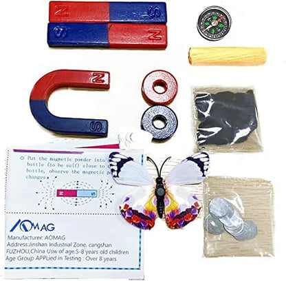 Magnets for Kids Classroom Students Education Science Experiment Kid Magnets Kit Set Including Bar/Ring/Horseshoe Magnets/Compass/Iron Filings