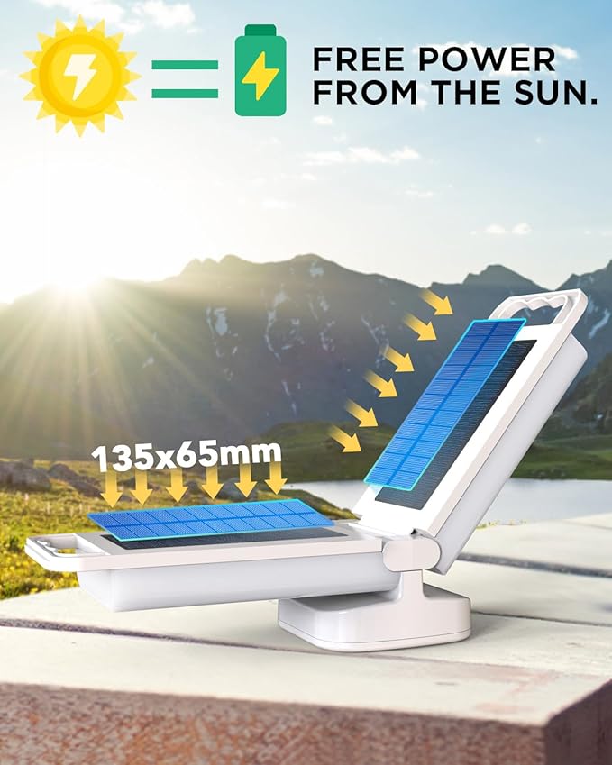 Solar Camping Lantern 6000mAh, USB Rechargeable Camping Light & Power Supply, Dimmable LED Night Lamp with Up to 80Hrs Runtime, Survival Gear for Emergency, Hurricane, Hiking & Outdoor, Indoor Use