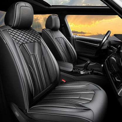 Fit Gladiator Car Seat Covers for Jeep Gladiator 2020-2025 2026 -Full Set Premium Leather, Waterproof & Breathable，All-Weather Seat Cushion Protecto & Airbag Compatible, 5 Seats All Black