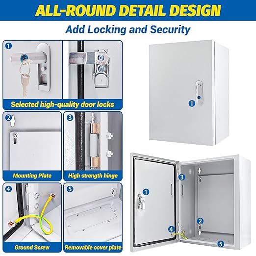 Electrical Box 12 x 10 x 8'' Steel Electrical Junction Box，NEMA 4X Steel