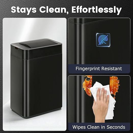 Sensor Trash Can with Butterfly Lid 2.6 Gallon Rectangular Automatic Garbage Can