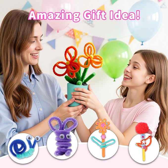 Qukou Kids Craft Supplies with 3-Tier Storage Box - 1400+ Art Kit with Beads, Feathers, Pompoms & Tools- Creative Gift for Ages 3-12, Portable Organizer for School, Travel, Birthday, Christmas